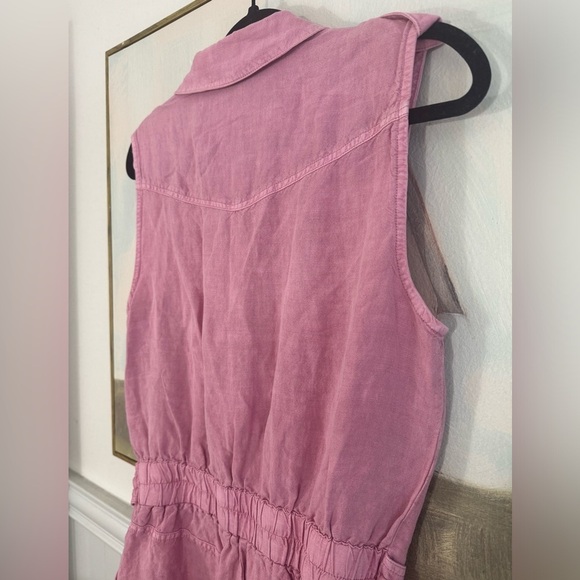 YOUNG FABULOUS & BROKE Hudson Linen Blend Romper In Foxglove Pink Size Medium - Picture 8 of 10